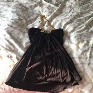 Sky Tops - EUC SKY Black Gold Built in Necklace Halter TankSm Sky Tops - EUC SKY Black Gold Built in Necklace Halter TankSm